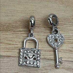 Heart Lock & Key Bracelet Charms